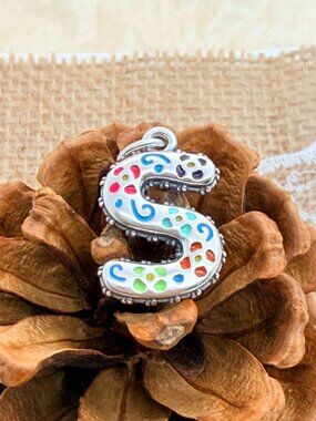 James Avery Enamel Consuela Floral Initial S Charm Sterling Silver